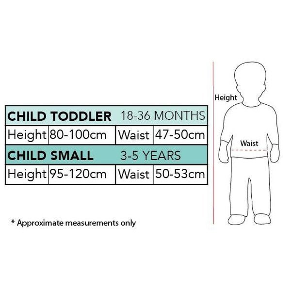 Size Chart Simon Wiggle Costume Kids 30th Anniversary