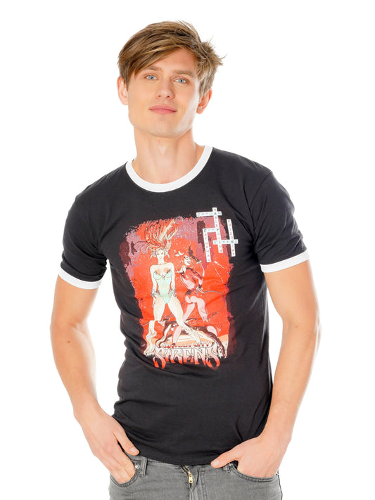 Sirens Crossword Black Ringer T-Shirt 2