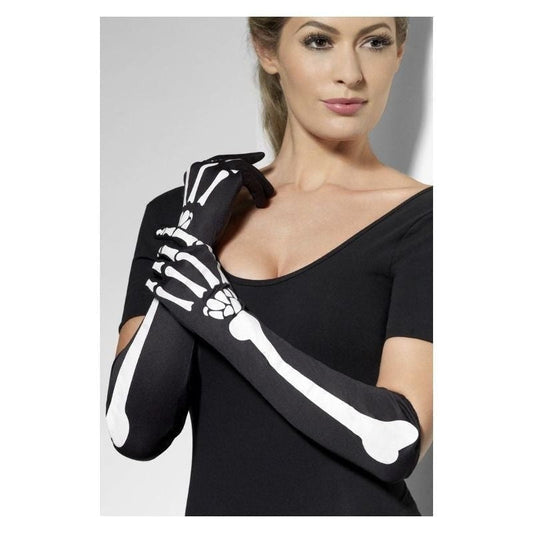 Skeleton Gloves Long Black 46cm 2