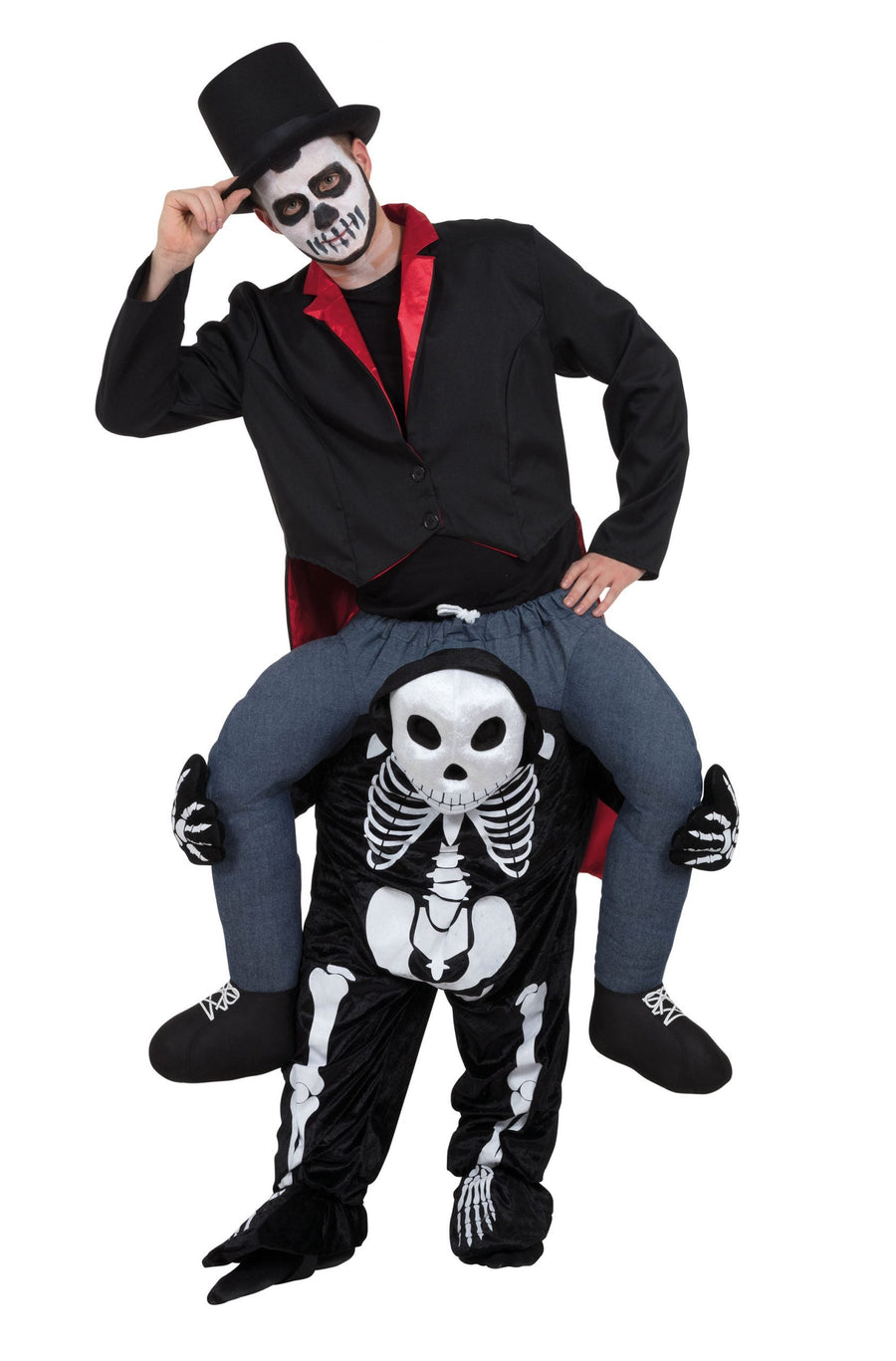 Skeleton Piggy Back Costume Adult Fits Up Waist Size 38" 40"_1