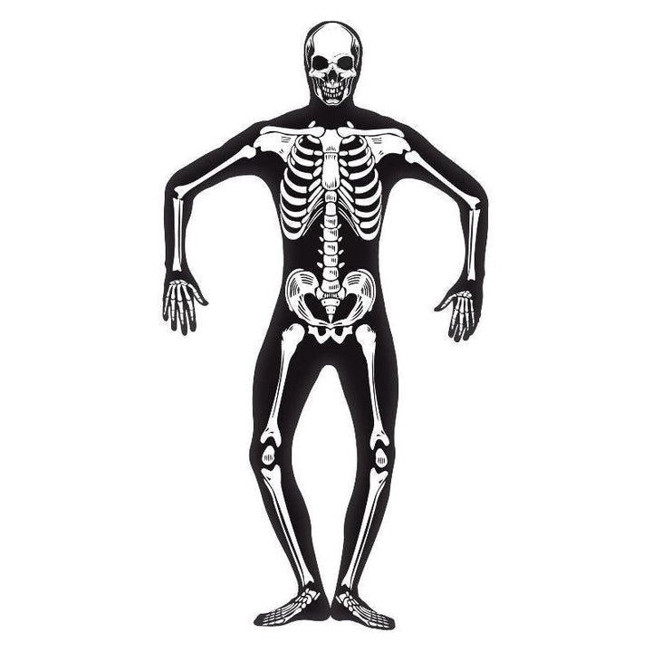 Skeleton Second Skin Costume Adult Black White Glow In The Dark_4