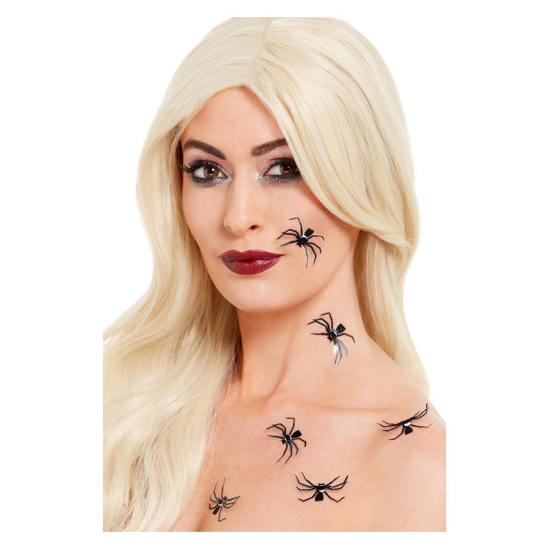 Smiffys Make-Up FX 3D Spider Stickers Black Adult_1