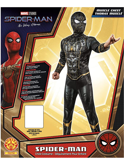 Spider-man No Way Home Black Gold Suit Boys Costume_2