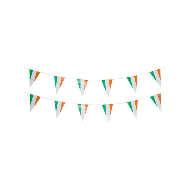 St Patricks Day Triangle Bunting Plastic Adult Green Orange White_1