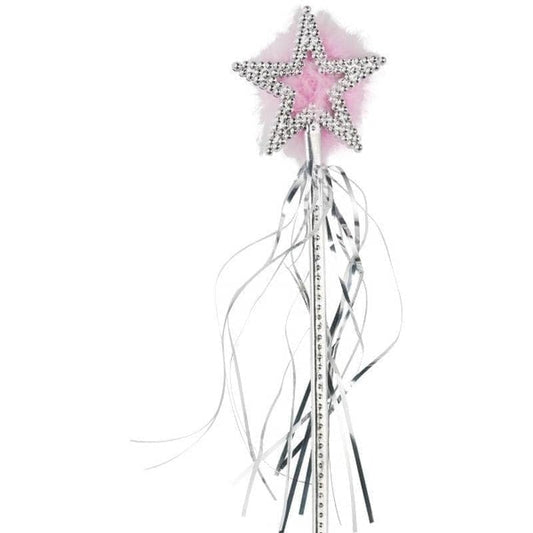 Star Wand Silver Pink Marabou and Silver Tinsel Costume Accessory 2