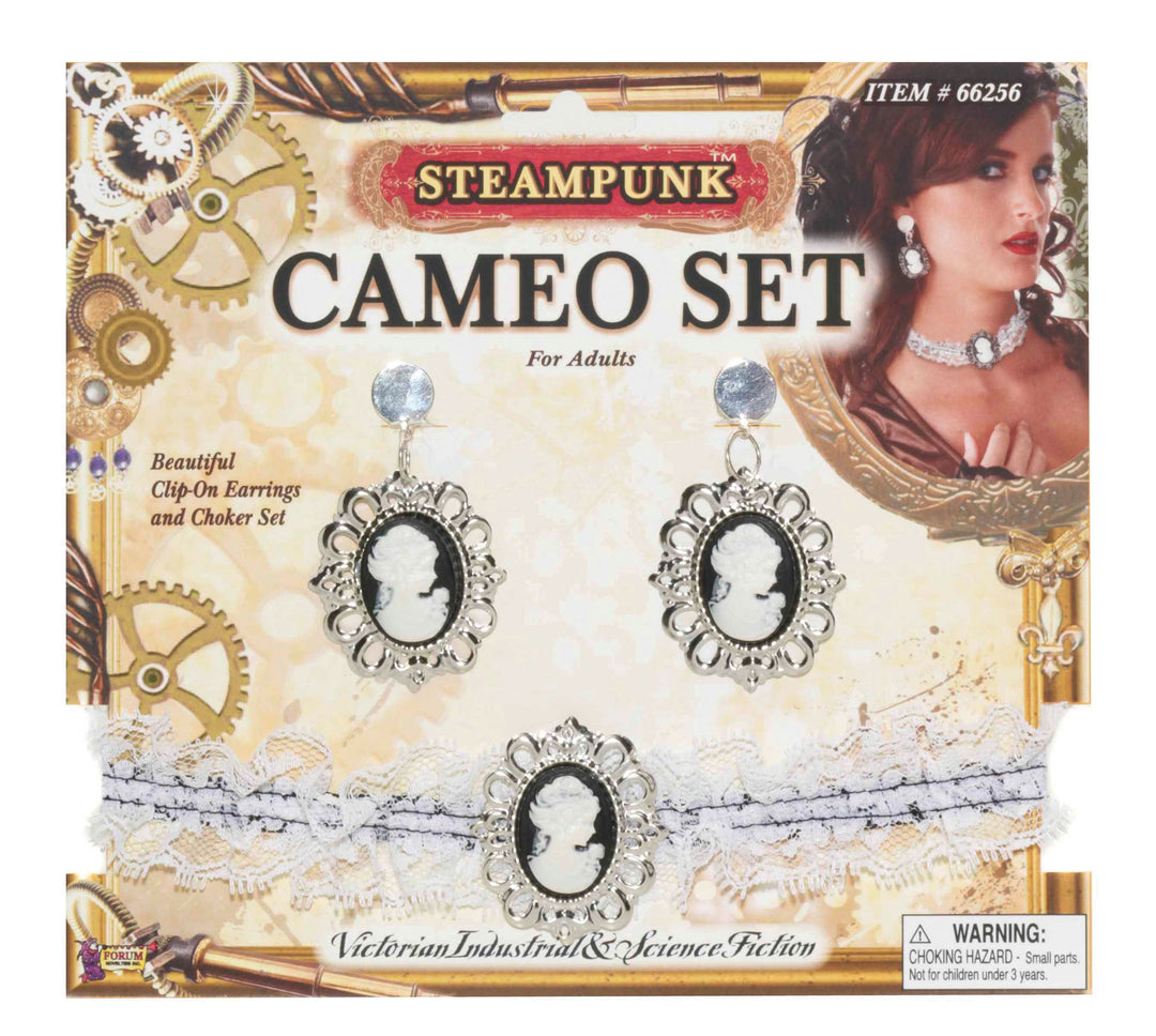 Steampunk Cameo Ear Rings Choker Set_1