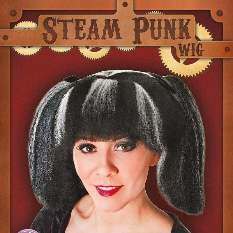 Size Chart Steampunk Wig Black White Streaks Pony Tails