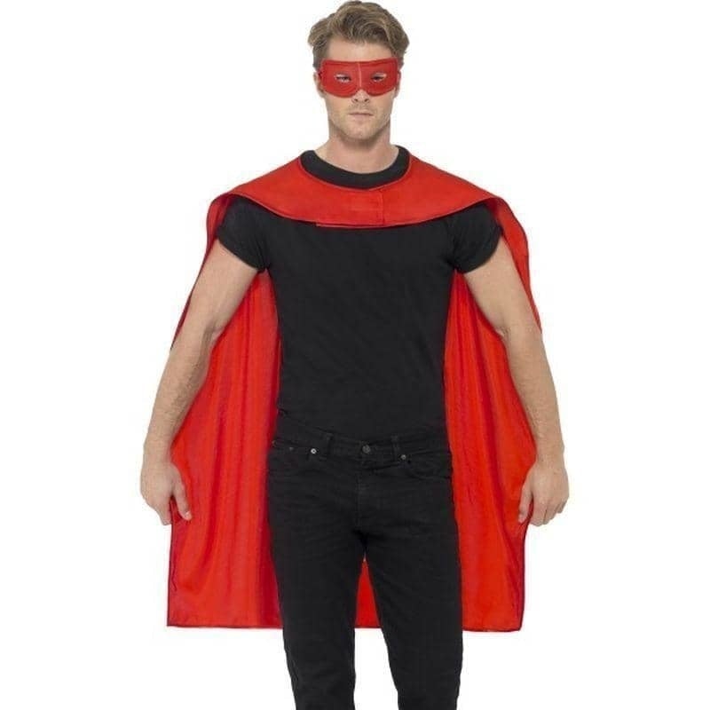 Superhero Cape Adult Red Eyemask Costume Accessory_1