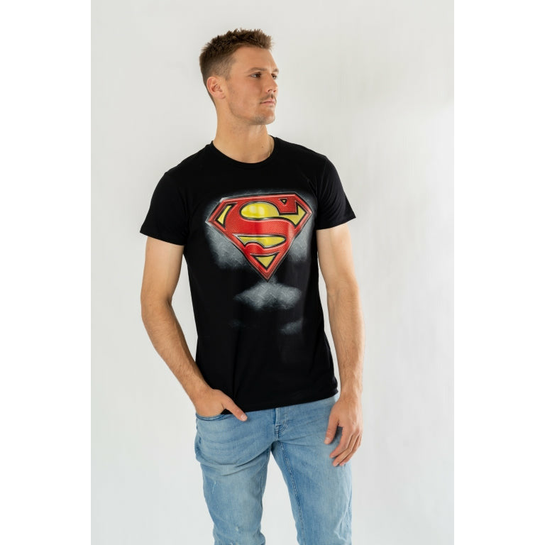 Superman Black Ripped T-Shirt DC Adult_1