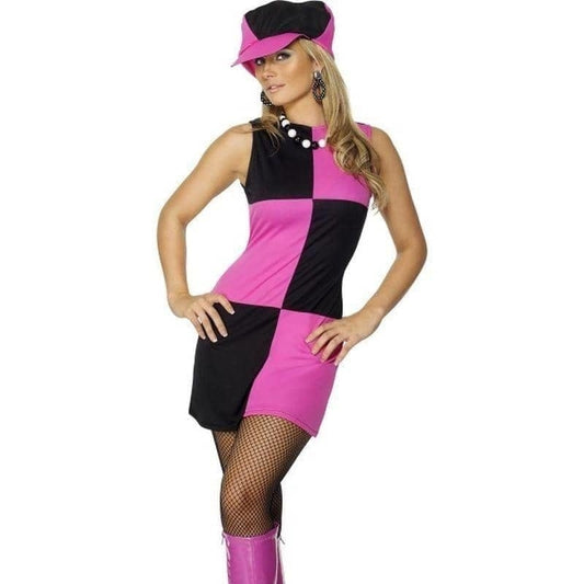 Swinging 60s Costume Adult Dress Pink Black 2