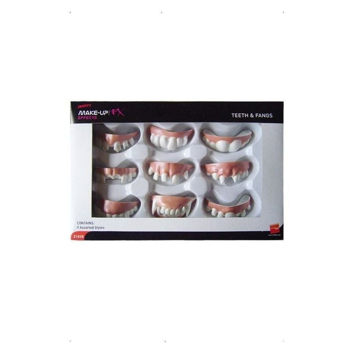 Size Chart Teeth and Fangs Assorted Styles Adult White