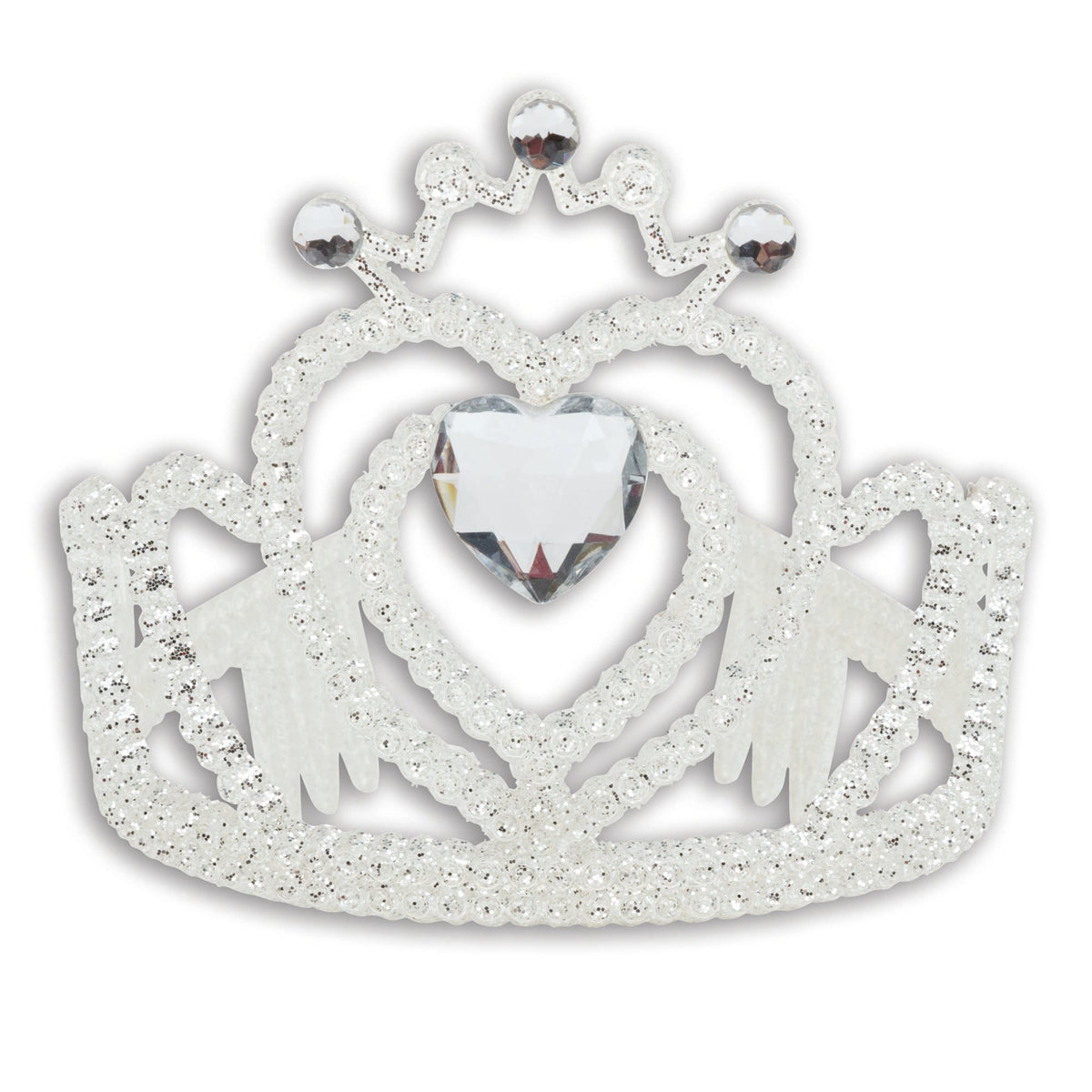 Tiara White Glitter + Heart Stone Costume Accessory 1
