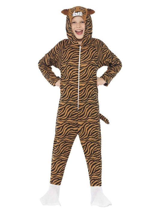 Tiger Costume Kids Orange Black Striped Hooded Animal Jumpsuit 2