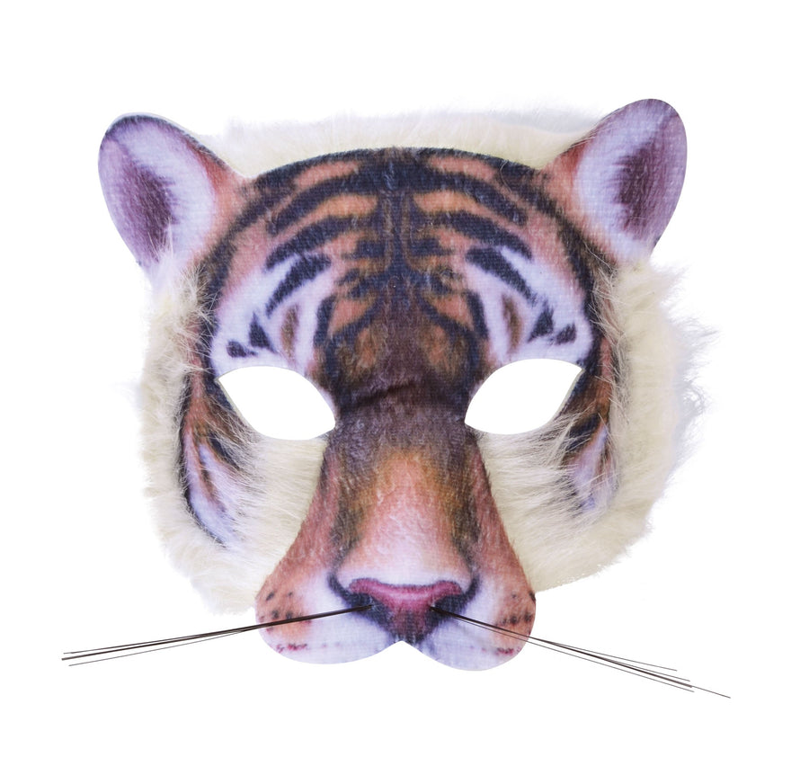 Tiger Face Mask Realistic Fur Plastic Masks Cardboard_1