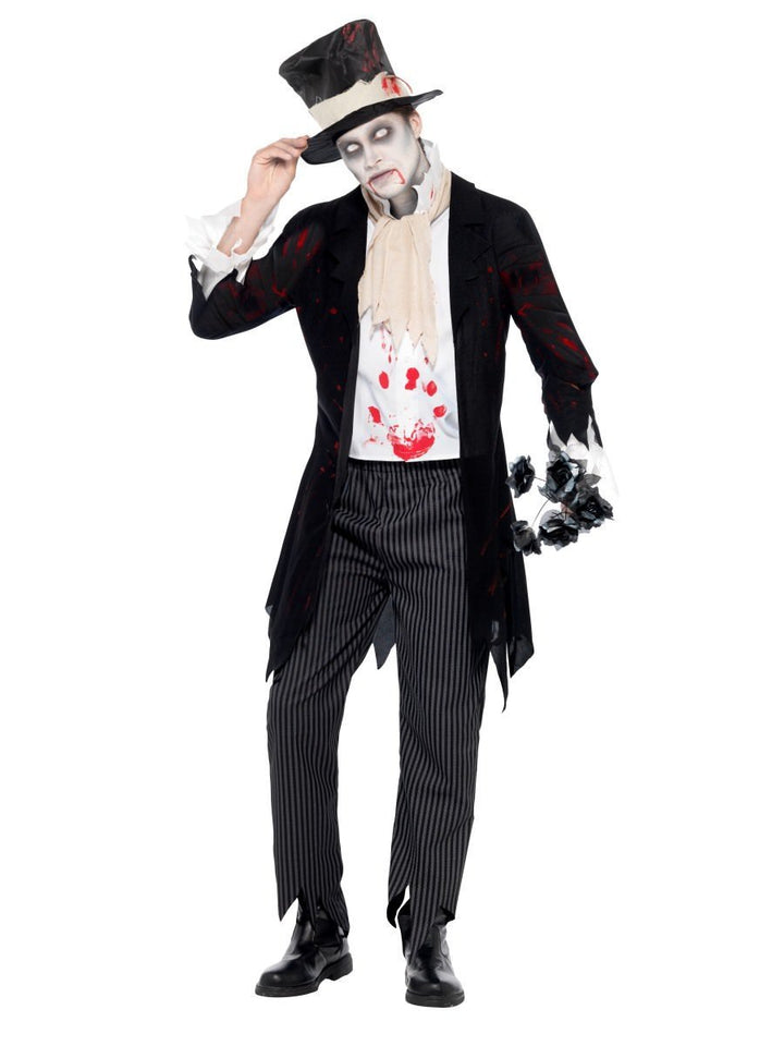 Till Death Do Us Part Zombie Groom Costume Adult Black White_4
