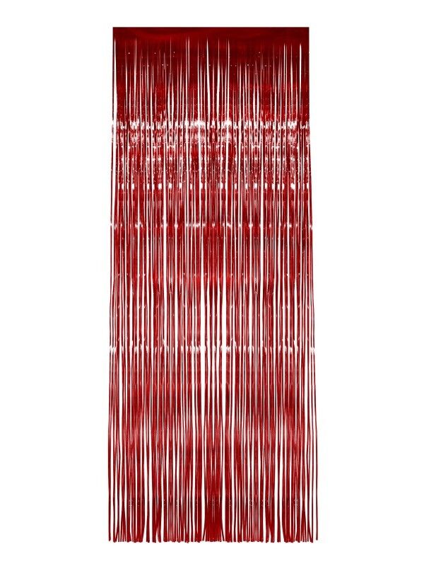 Tinsel Curtain Red Christmas Party Decoration Shimmer 91 x 244cm_1