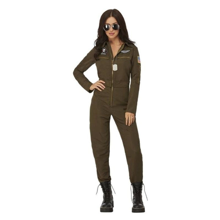 Top Gun Maverick Ladies Aviator Jumpsuit Costume Green_1