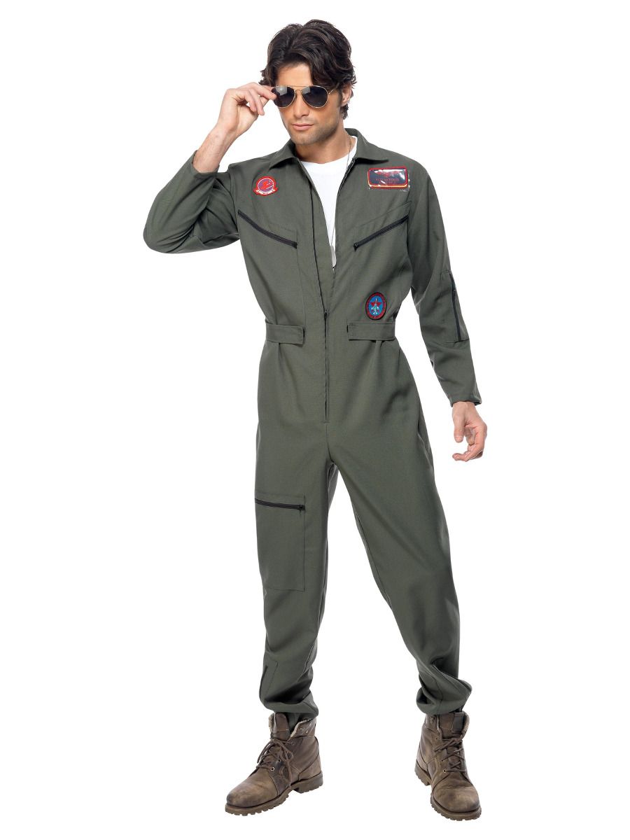 Top Gun Maverick Pilot Jumpsuit Costume Adult Green_5