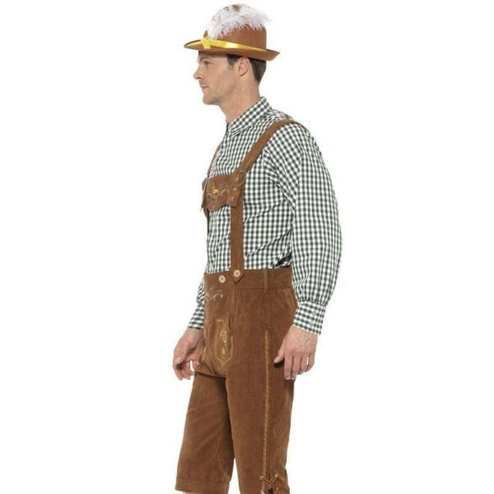 Traditional Deluxe Hanz Bavarian Costume Adult Brown Lederhosen Green Shirt_3