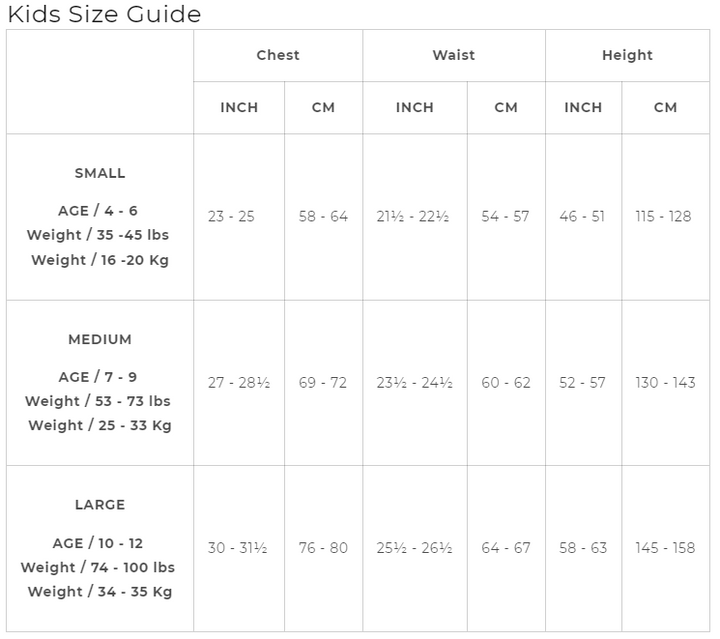 Size Chart Transformers Optimus Prime Costume Child