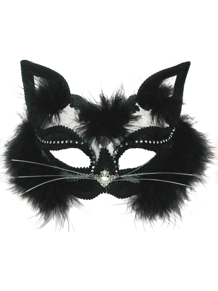 Size Chart Transparent Black Cat Mask with Fur