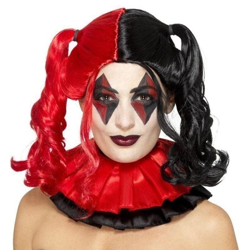 Twisted Harlequin Wig Adult Black Red_1