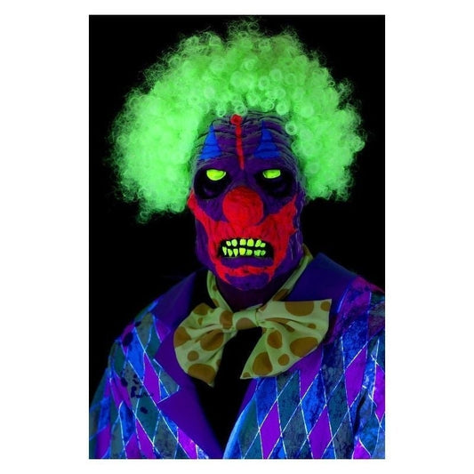 UV Black Light Clown Mask Adult White Green 2