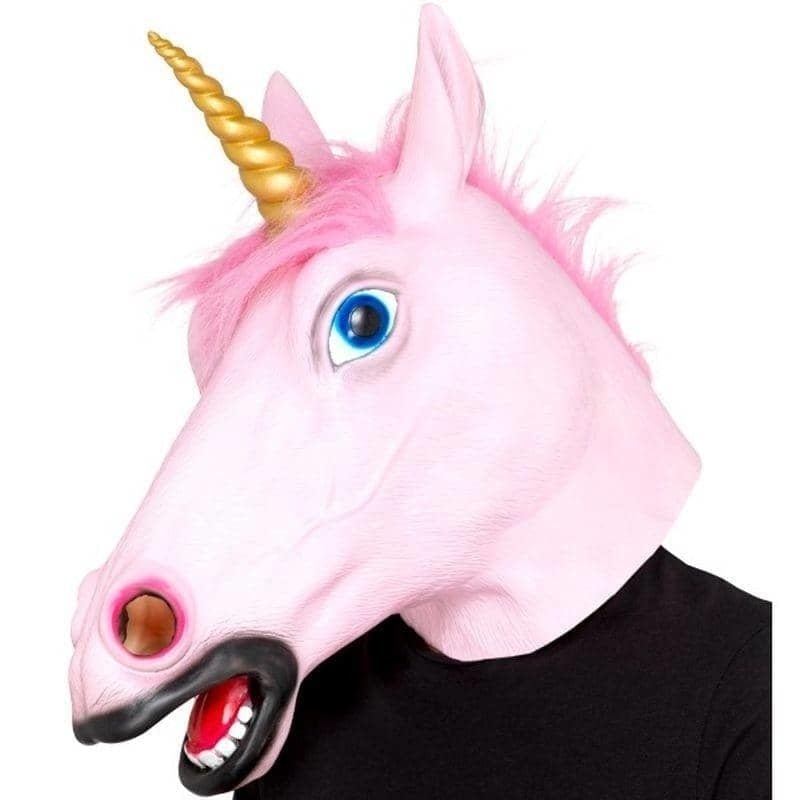 Unicorn Latex Mask Adult Pink Full Overhead_1
