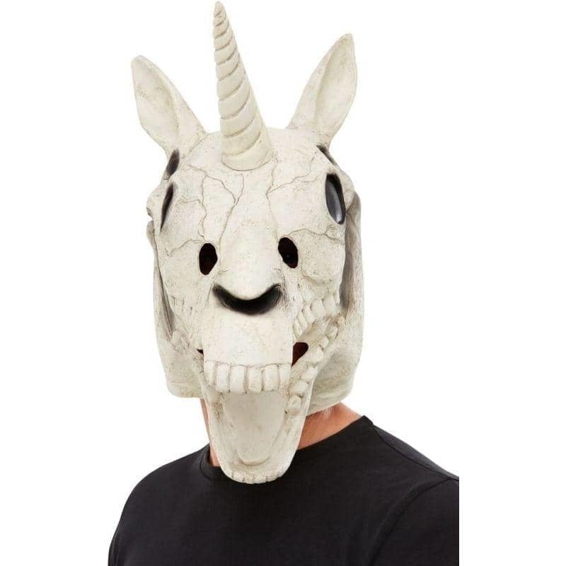 Unicorn Skull Latex Mask White Adult_1