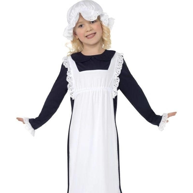 Victorian Poor Girl Costume Kids White Blue_6