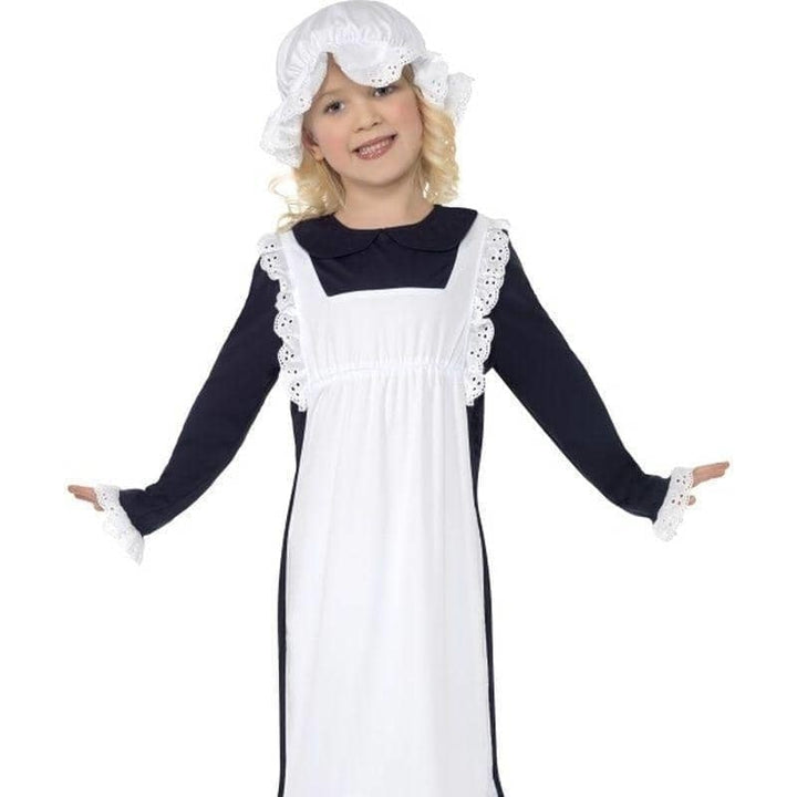 Victorian Poor Girl Costume Kids White Blue_1