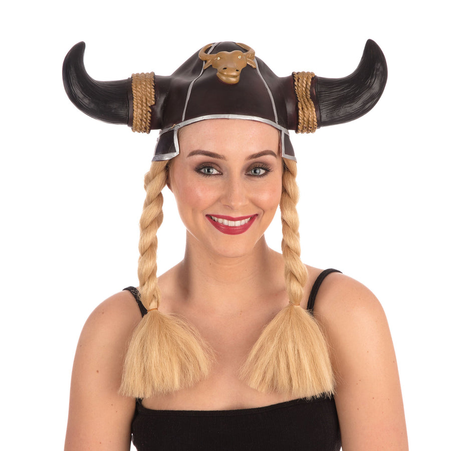 Viking Helmet Blonde Plaits Womens Hat_1