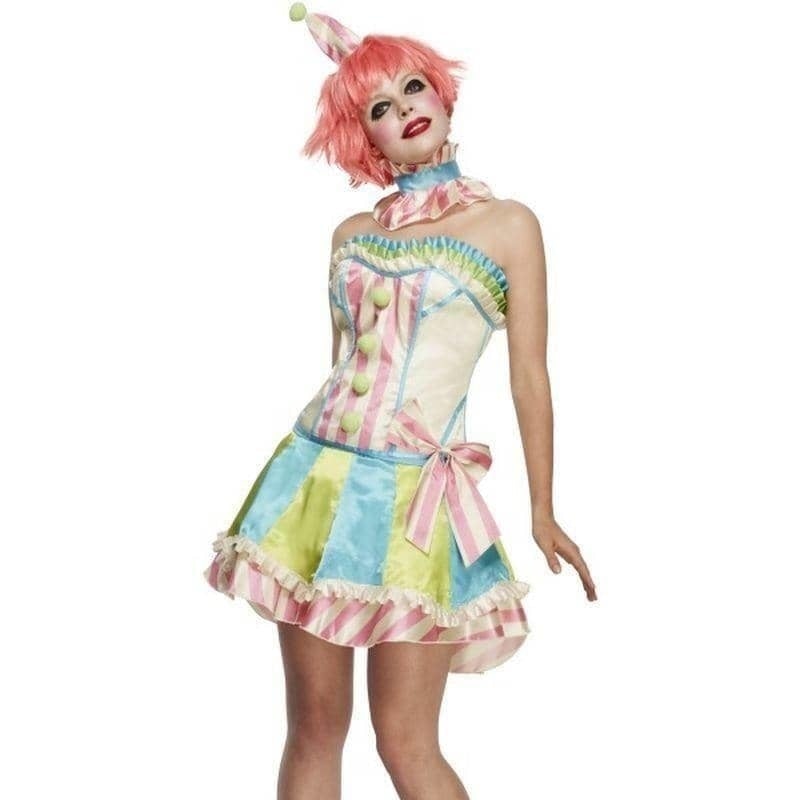 Vintage Clown Fever Deluxe Costume Adult White Blue Green_1