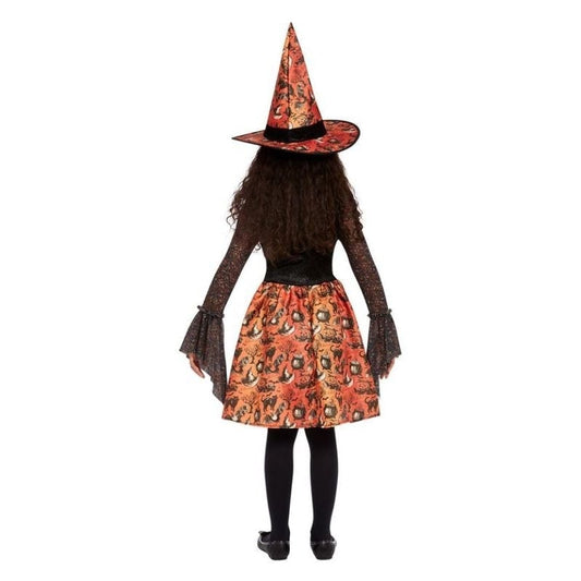 Vintage Witch Costume Girls Orange Dress Black Top Orange and Black Witches Hat 2