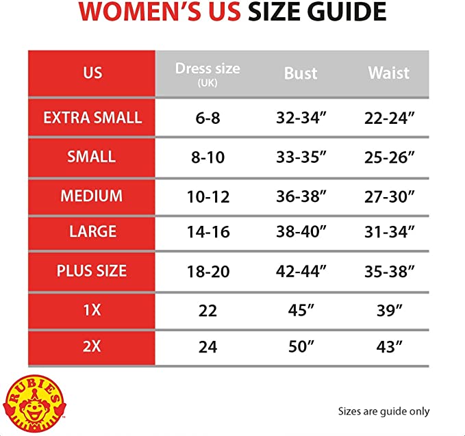 Size Chart Wanda Costume Scarlet Witch Classic WandaVision Red Dress