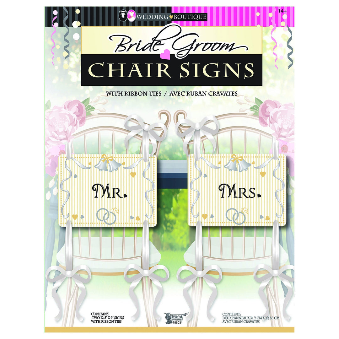 Wedding Mr and Mrs Chair Signs Bride Groom Seat Badge_1