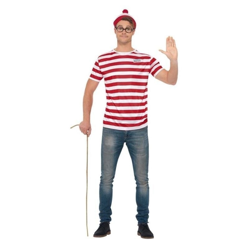 Wheres Wally Kit Adult Red White T-Shirt Hat Glasses_2