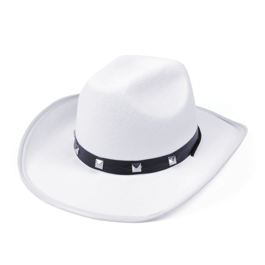 White Felt Cowboy Studded Hat Adult_1