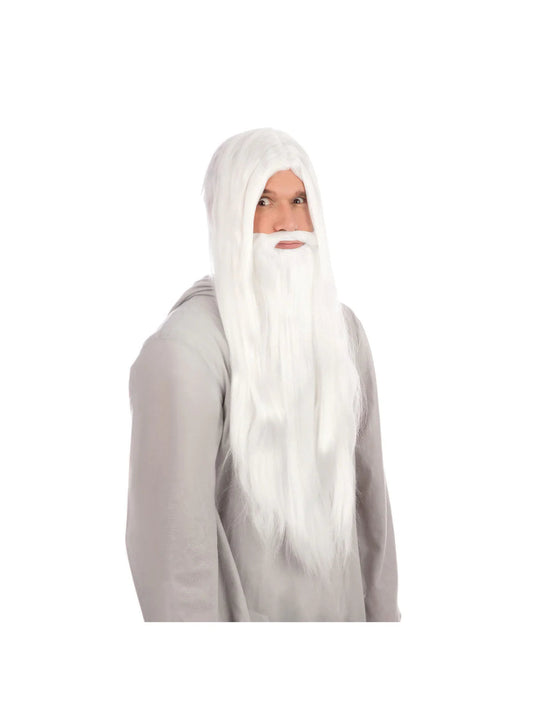 White Wizard Wig and Long Beard Gandalf Hair 2
