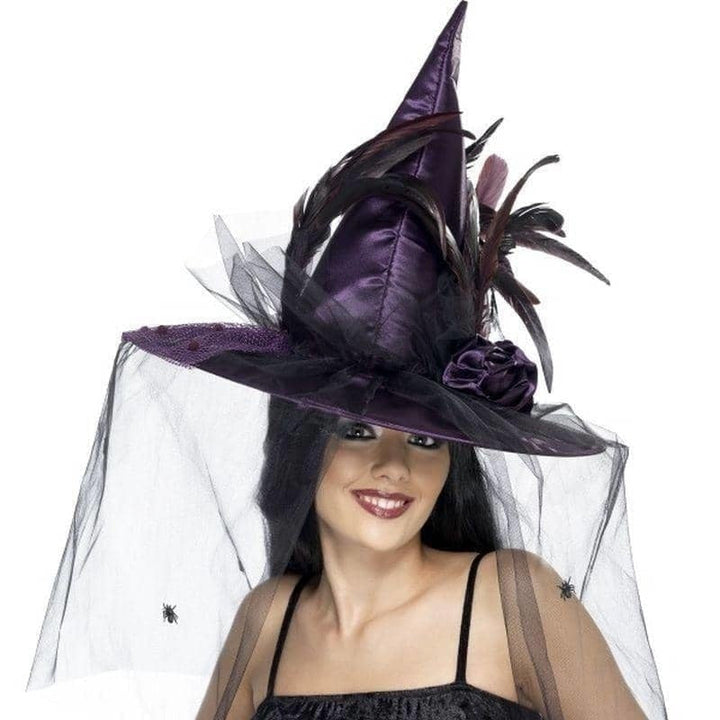Witch Hat Adult Purple Feathers_1