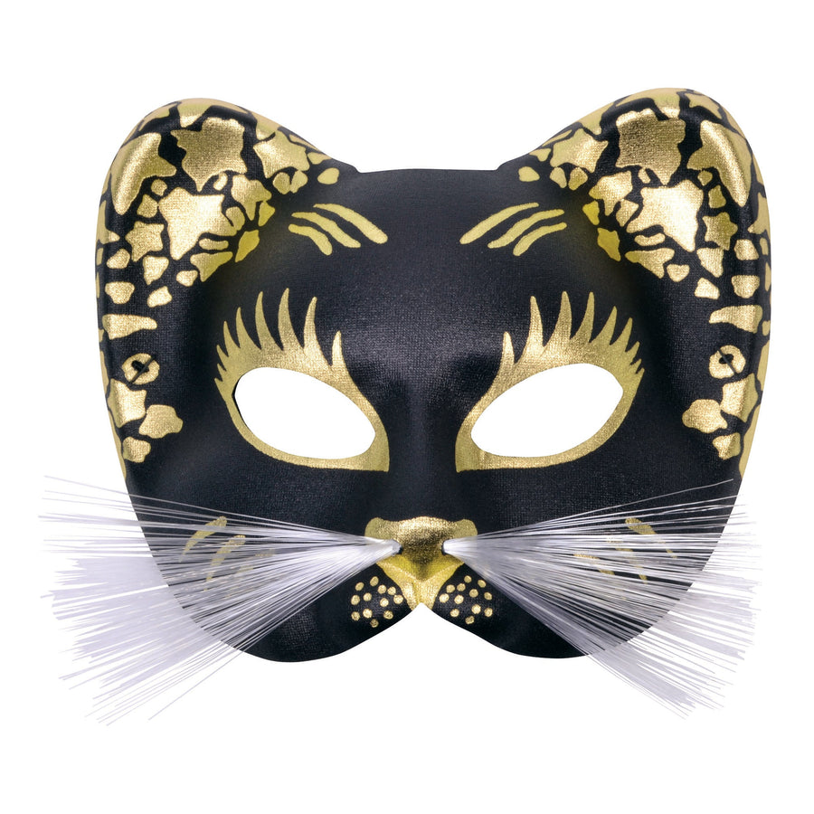Womens Black Gold Cat Mask Eye Masks Female Halloween Costume_1