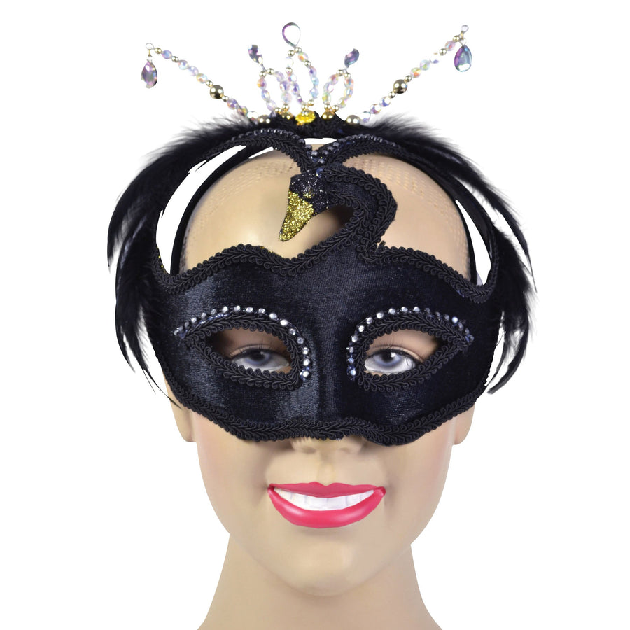 Womens Black Swan Mask Eye Masks Female Halloween Costume_1