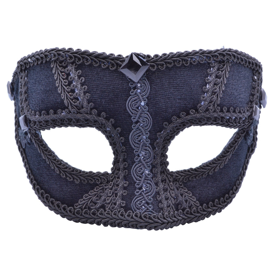Womens Black Velvet Mask Eye Masks Female Halloween Costume_1