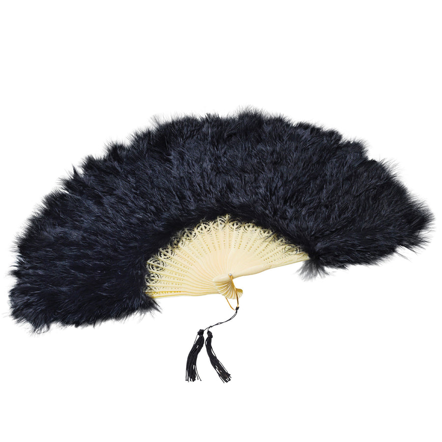 Womens Feather Fan Black Costume Accessories Female Halloween_1