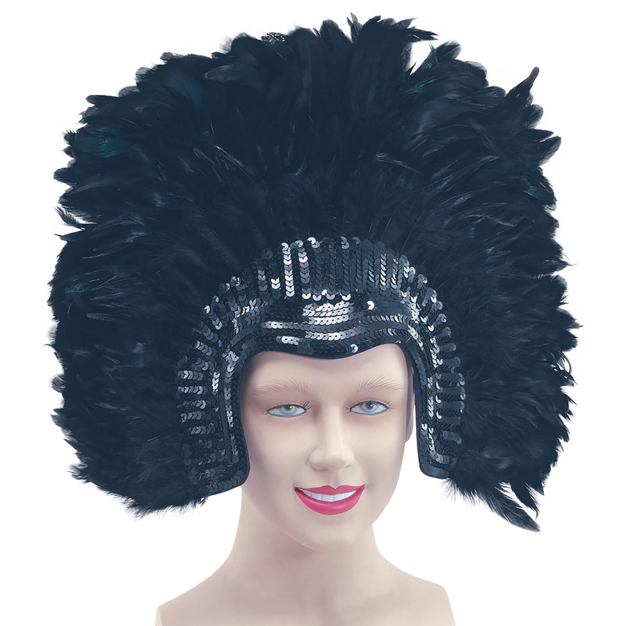 Womens Feather Headdress Blackdeluxe Costume Accessories Female Halloween_1