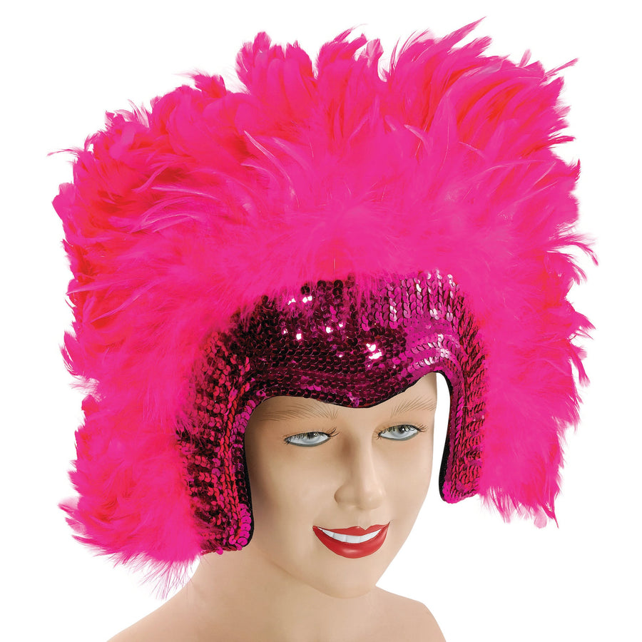 Womens Feather Headdress Pink Deluxe Costume Accessories Female Halloween_1