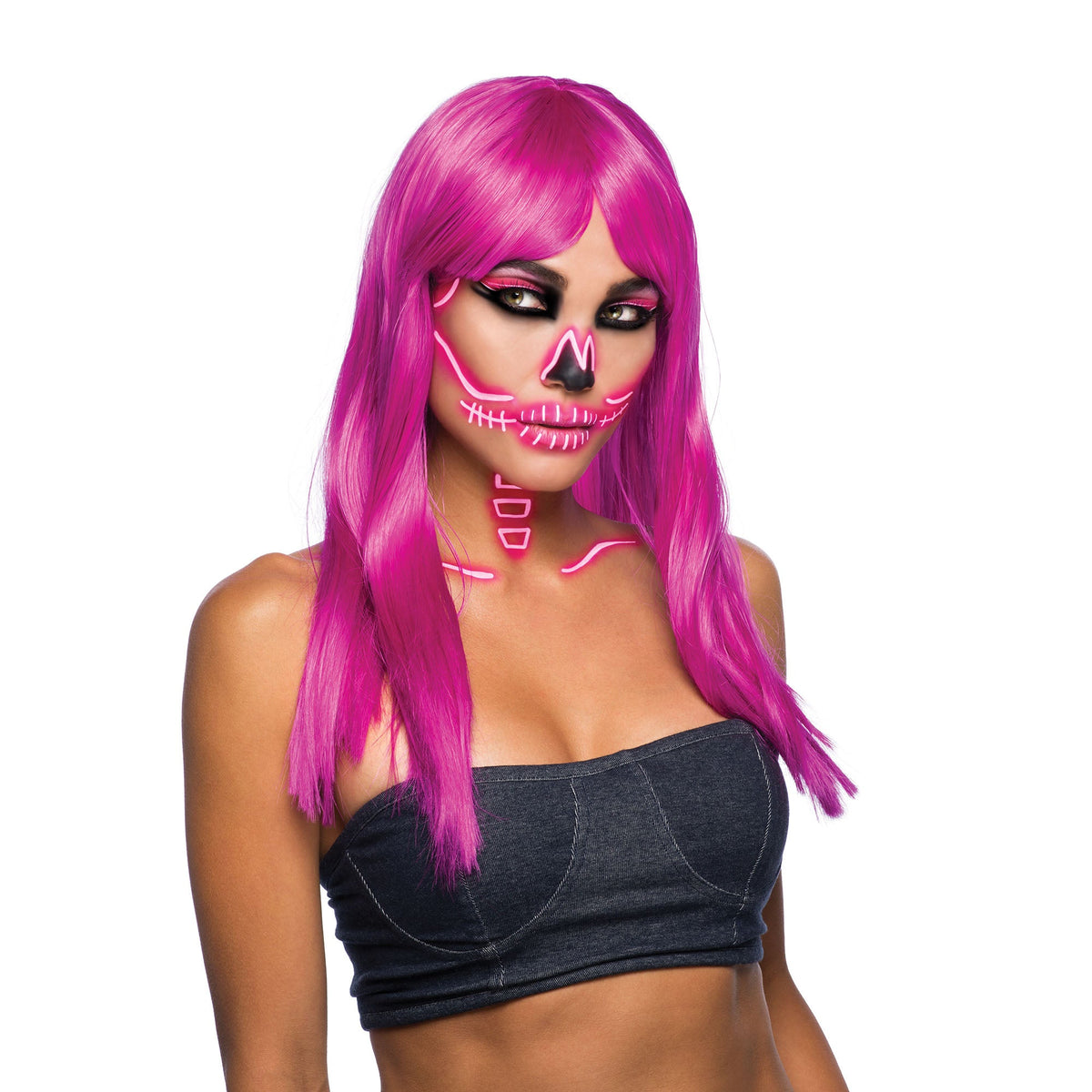 Womens Passion Long Neon Purple Wigs Female Halloween Costume 4