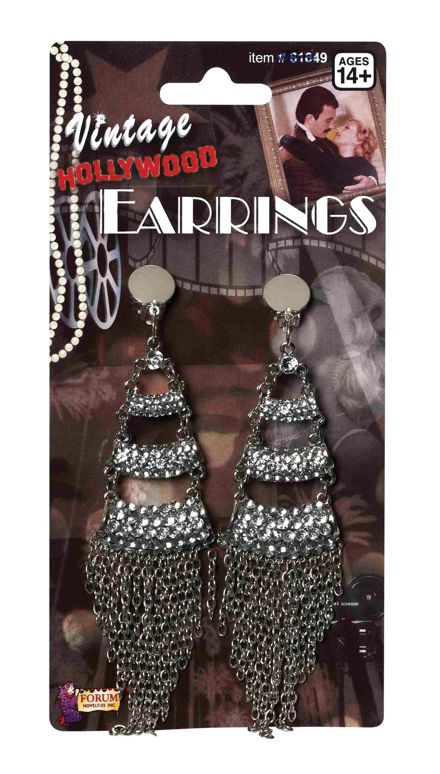 Womens Rhinestone + Chain Earrings Vintage Costume Accessories Female Halloween_1