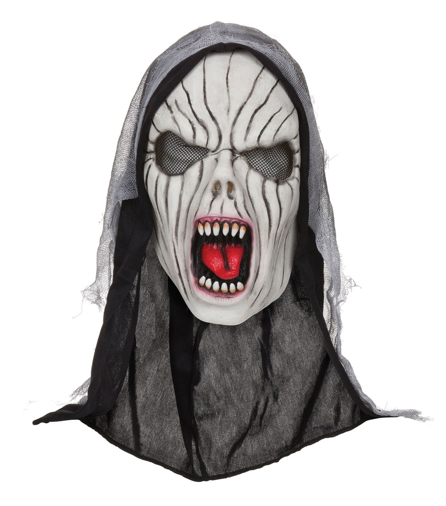 Womens Shrieking Banshee Mask With Hood Rubber Masks Female Halloween Costume_1