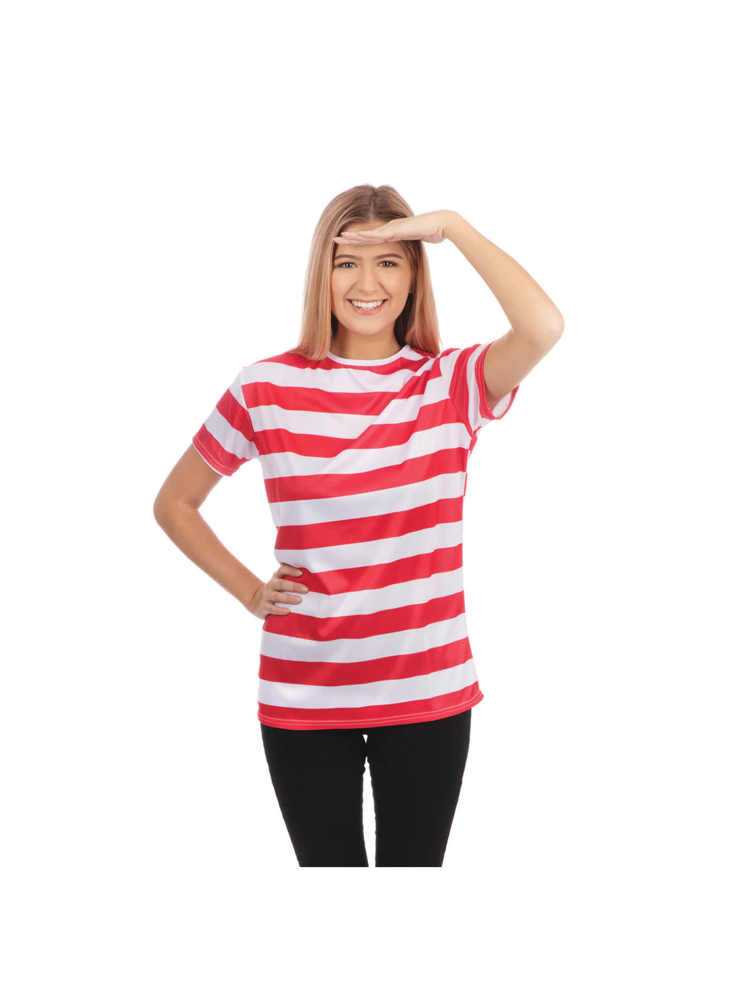 Womens Striped Ladies Shirt Red White Wheres Wally Costume_1